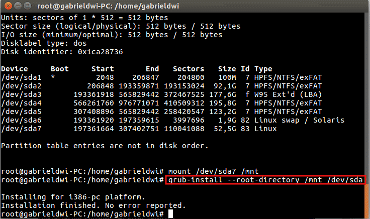 Cara memperbaiki grub ubuntu
